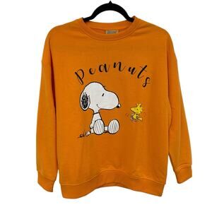 NWT Snoopy Peanuts Orange White Pullover Graphic Sweatshirt Womens 2XS US 0 / 2